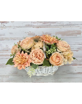 CESTA DE ROSAS, DALIAS,...