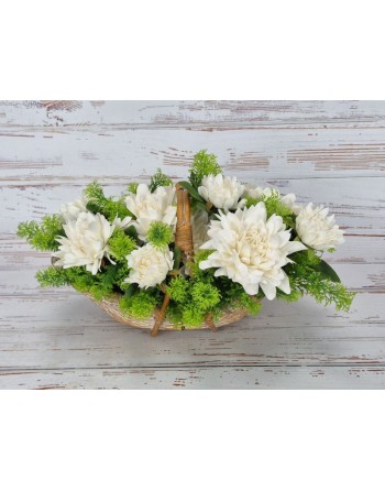 CESTA DE ZINNIAS Y MEYERY.